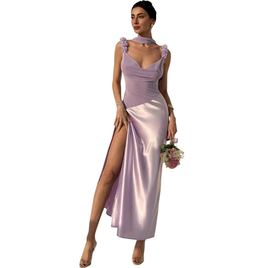 SHE lila selyem maxi ruha