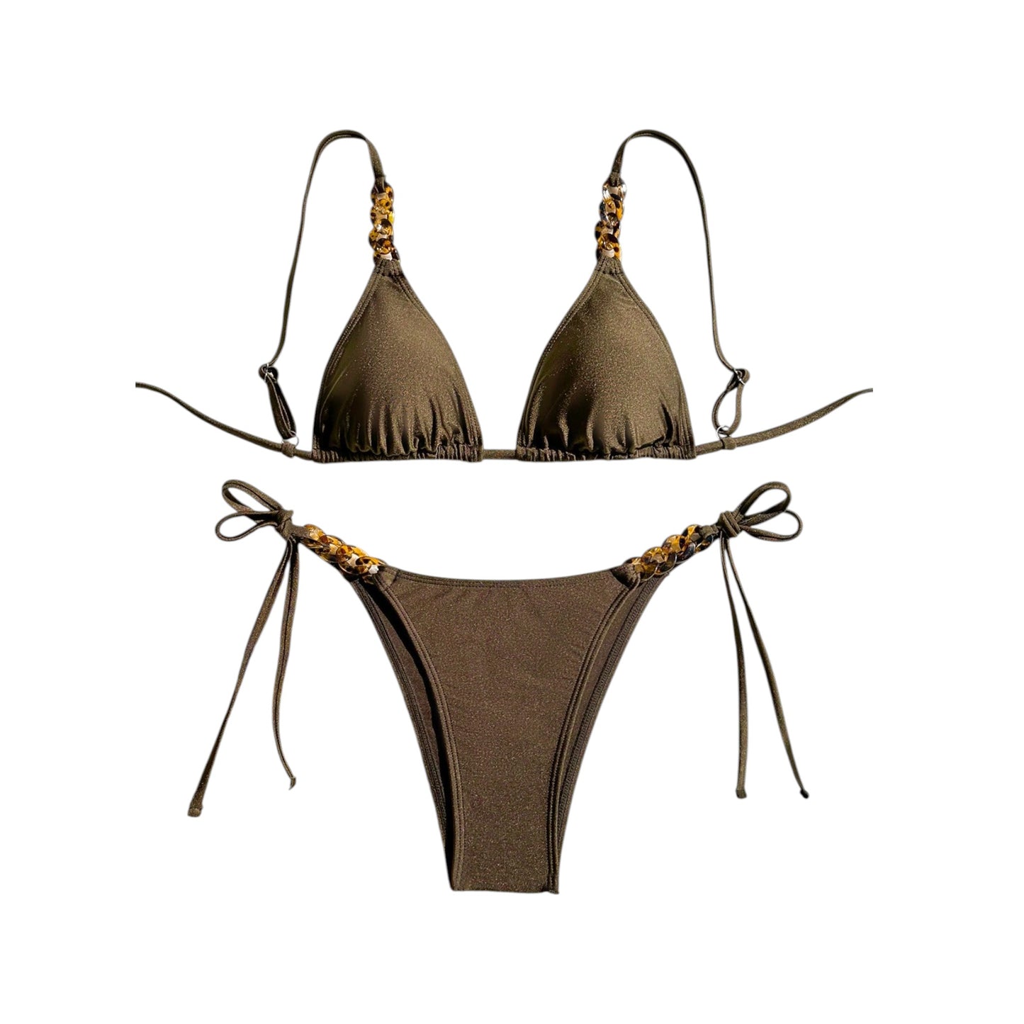 SHE barna láncos bikini szett
