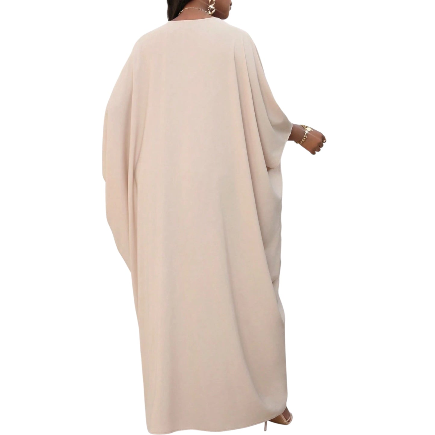 SHE bézs V-nyakú maxi ruha