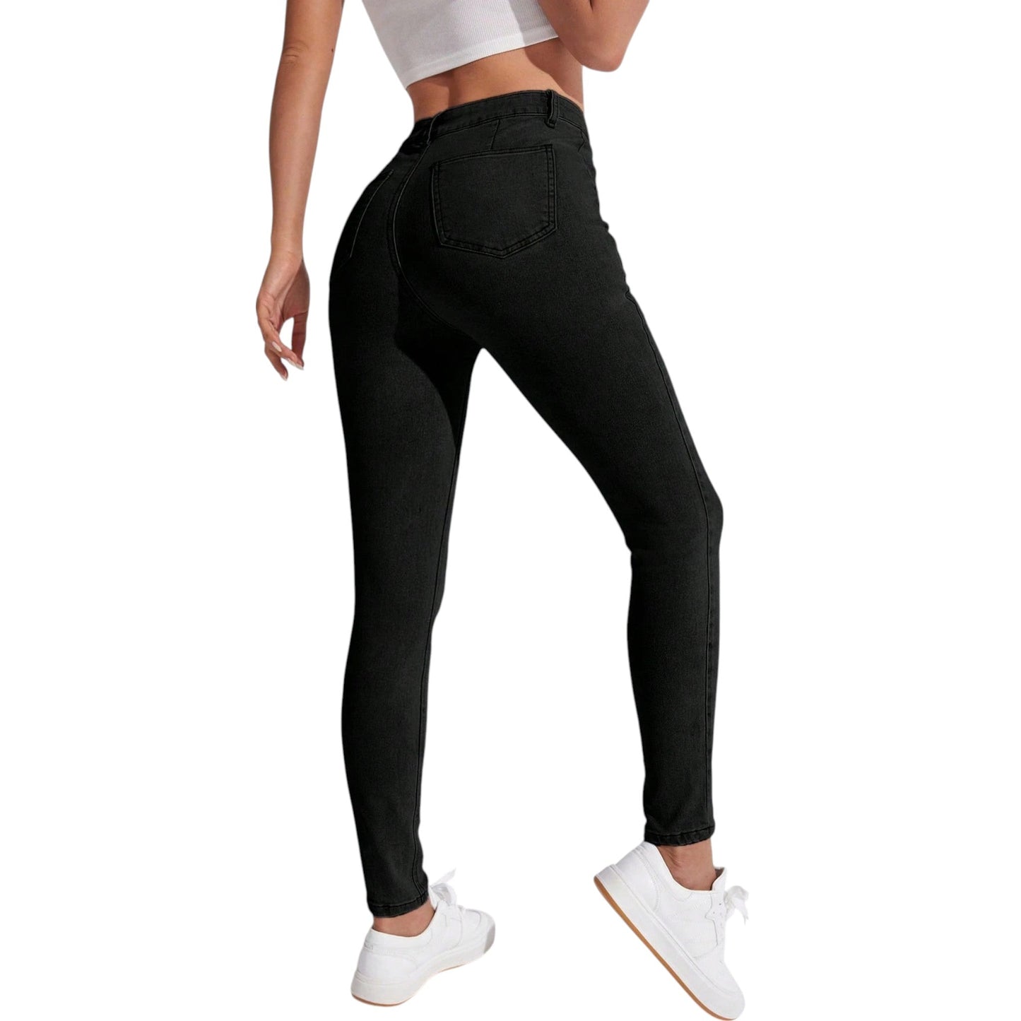 SHE fekete slim fit farmer nadrág
