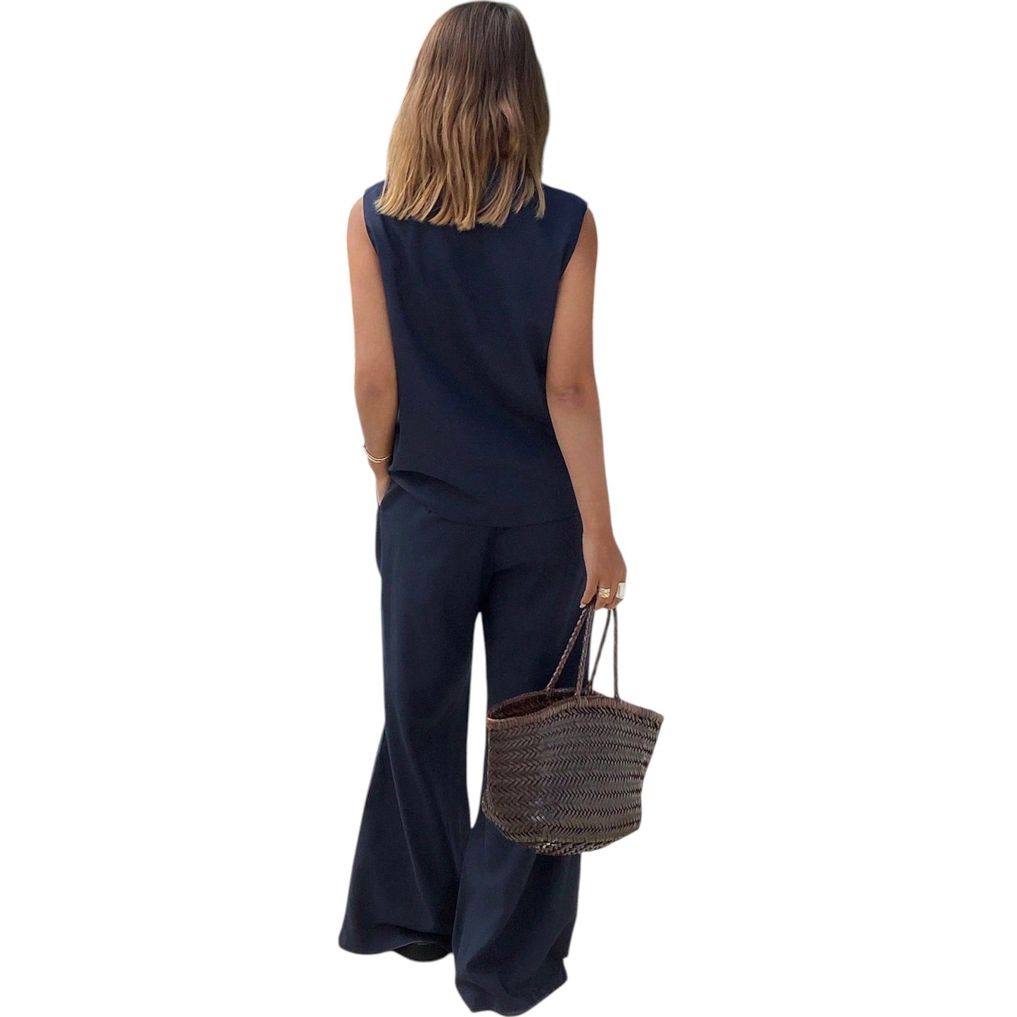 SHE sötétkék ujjatlan jumpsuit