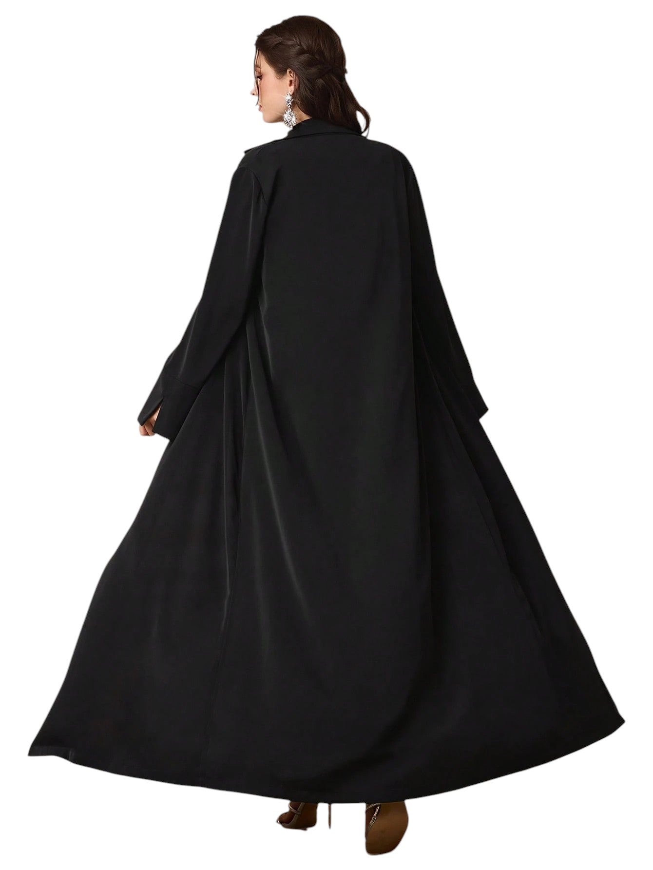 SHE fekete hímzett galléros abaya