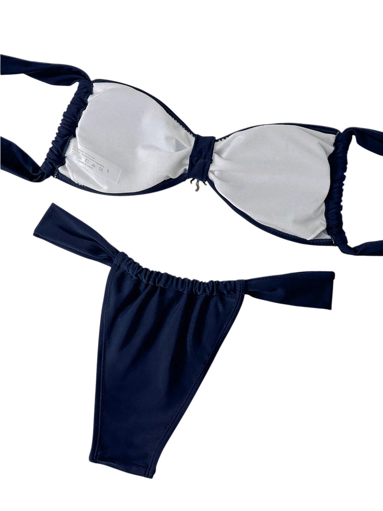 SHE sötétkék nap díszes bikini szett
