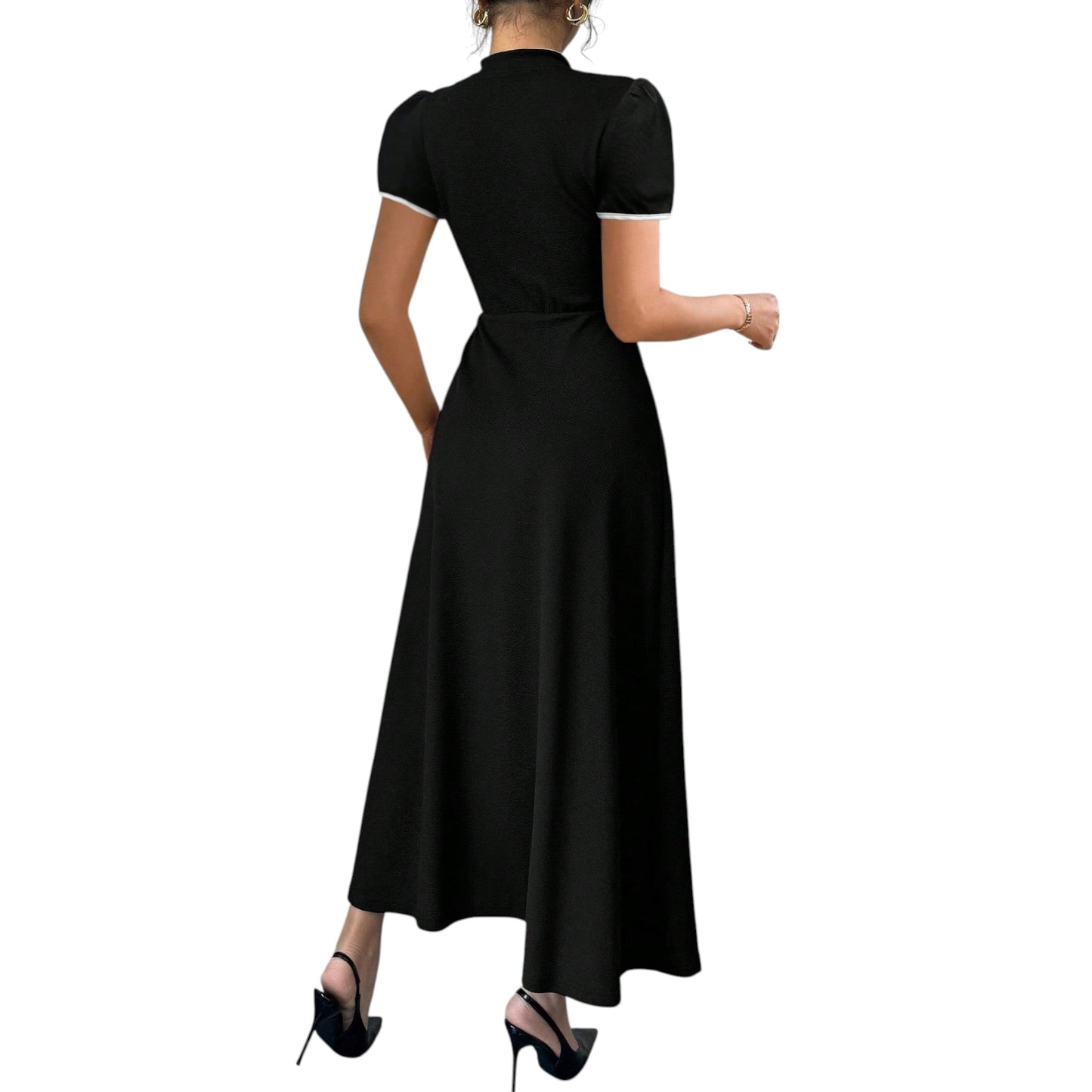 SHE fekete-fehér color block maxi ruha