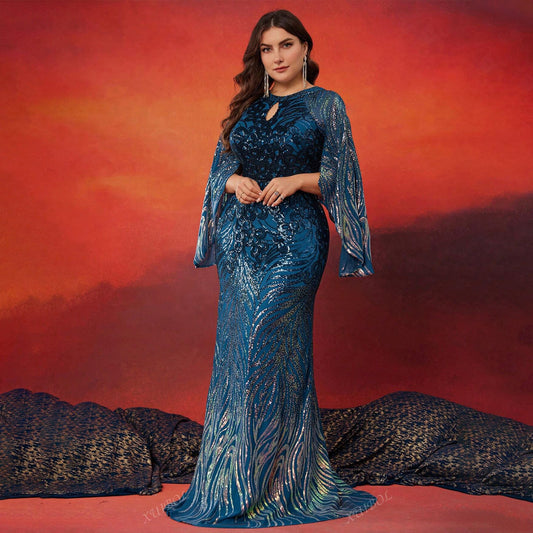 SHE kék flitteres maxi ruha