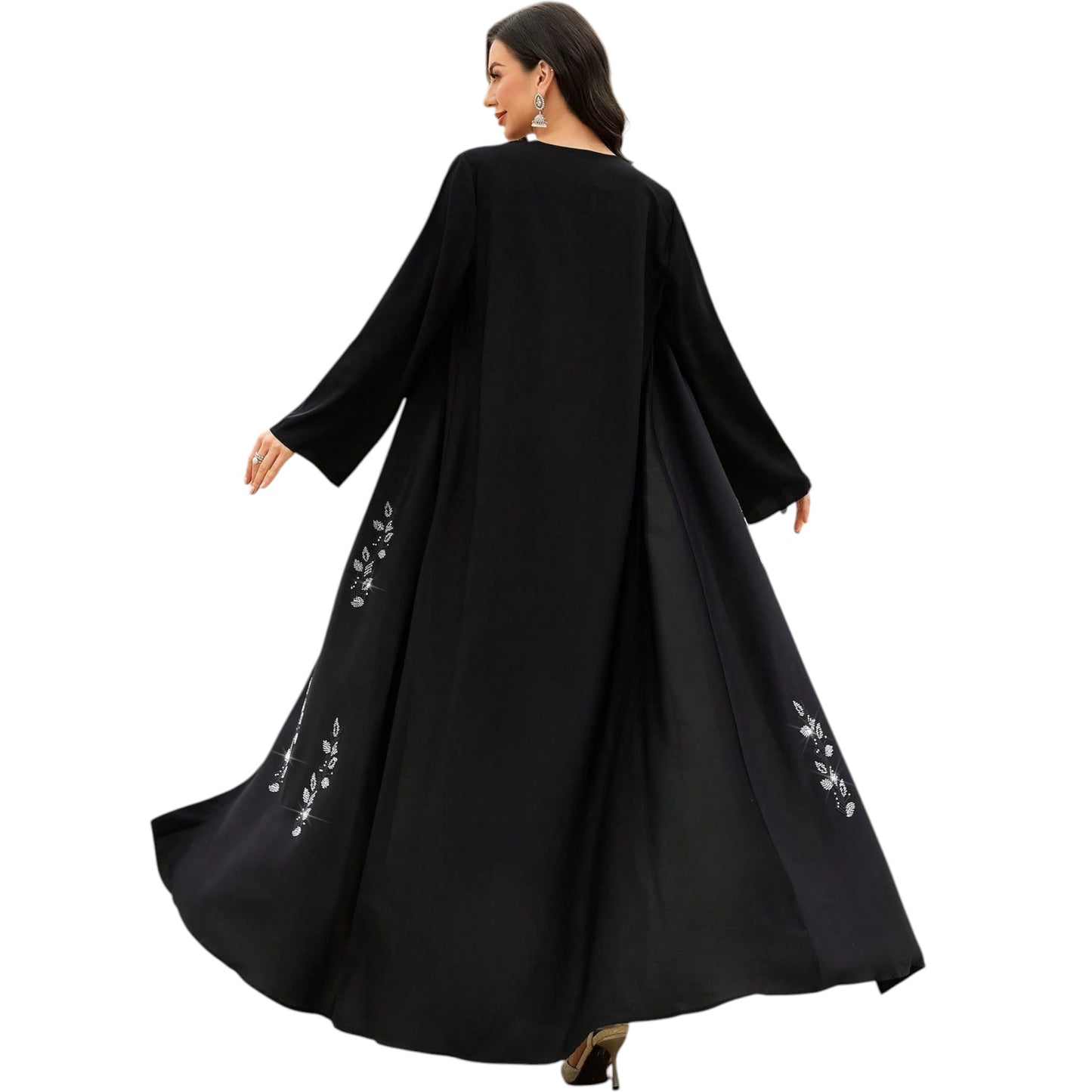SHE fekete hímzett abaya köntös