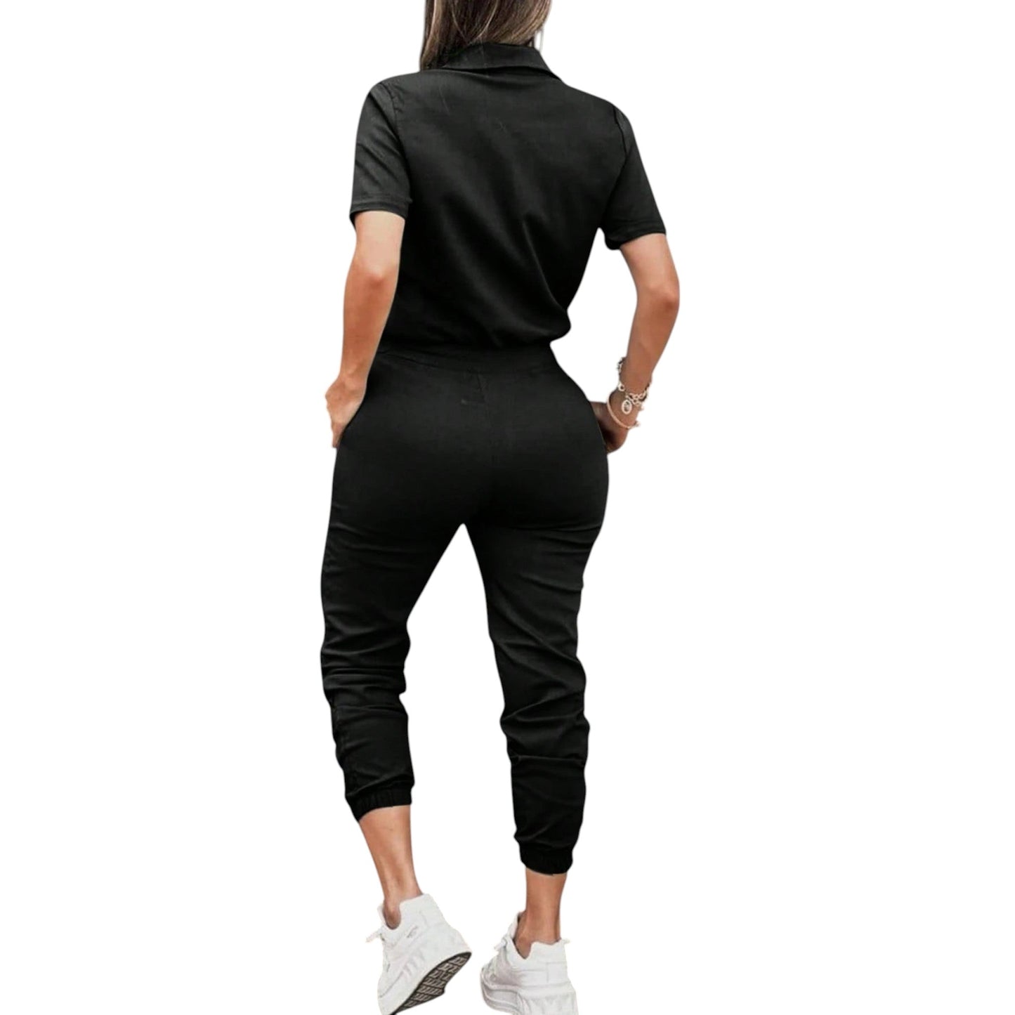 SHE fekete gombos jumpsuit