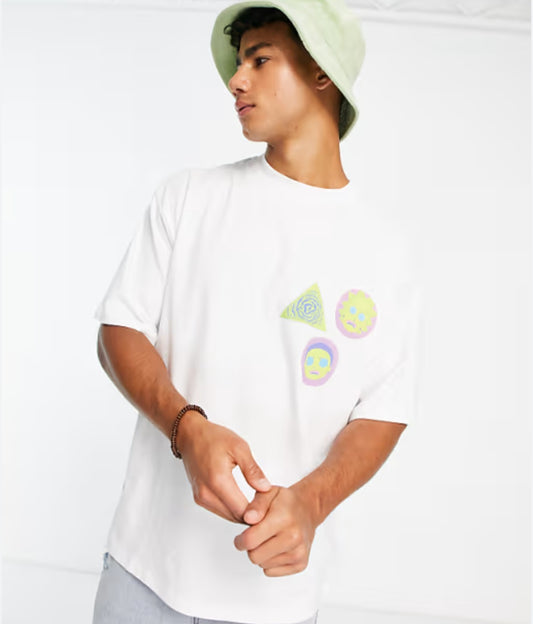 PULL&BEAR fehér póló Rick and Morty mintával