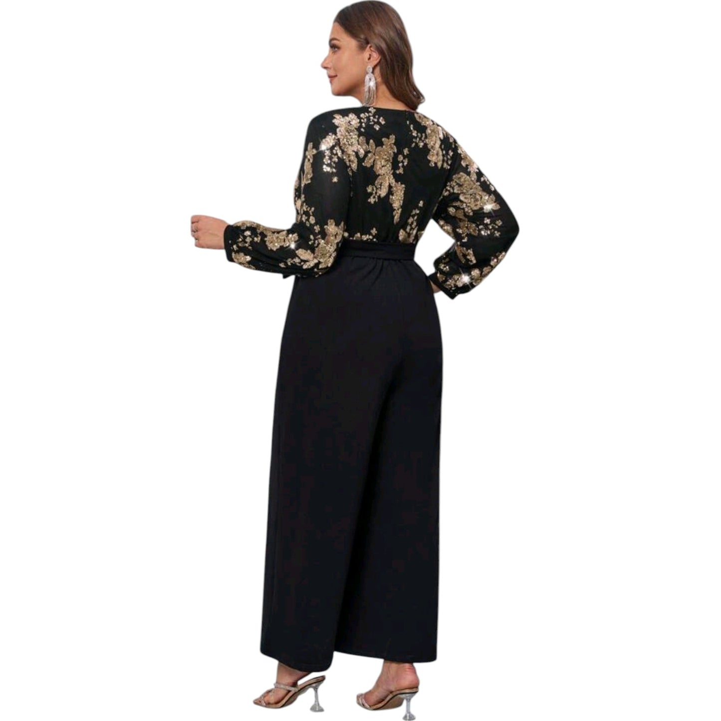 SHE fekete arany flitteres jumpsuit