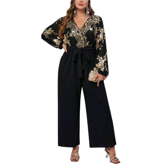 SHE fekete arany flitteres jumpsuit