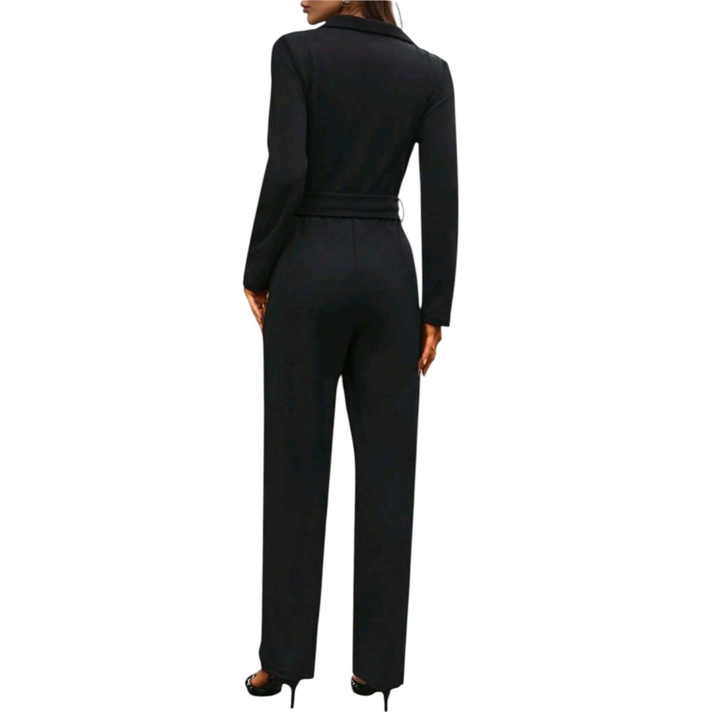 SHE fekete öves jumpsuit