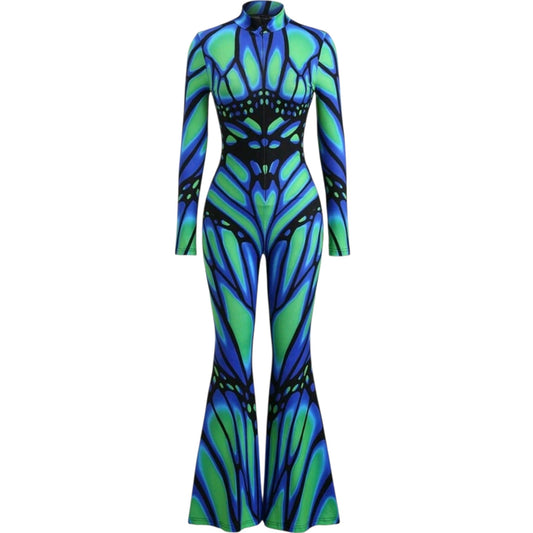 SHE mintás harang ujjú jumpsuit