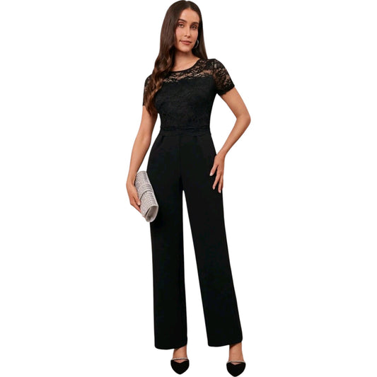 SHE fekete csipkés felsőrészű jumpsuit