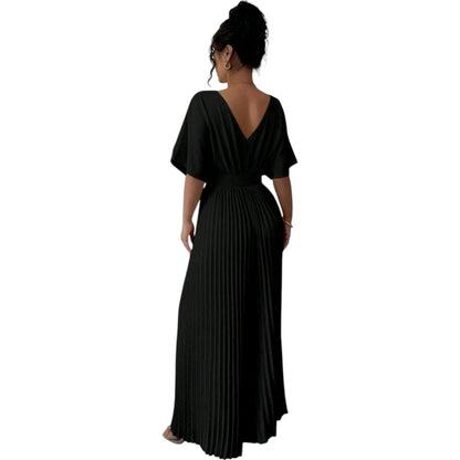 SHE fekete pliszírozott jumpsuit