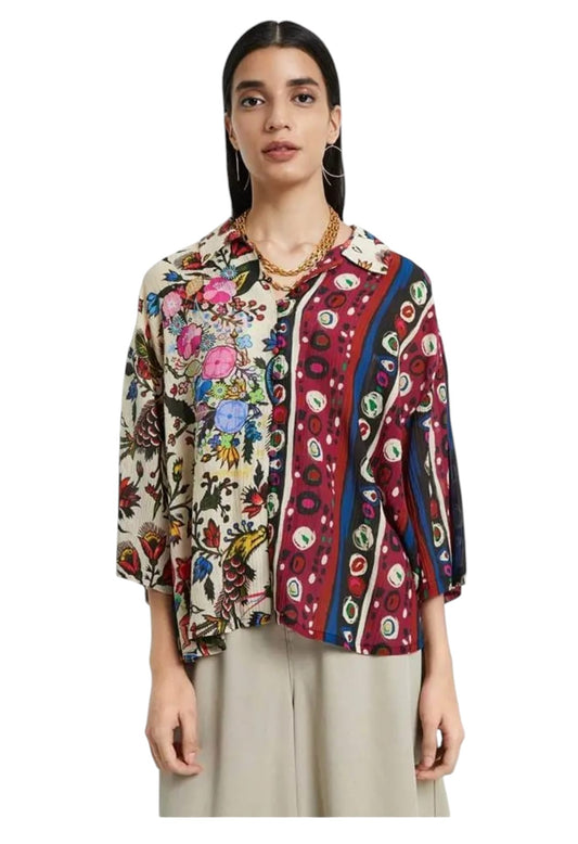 DESIGUAL többszínű patchwork blúz