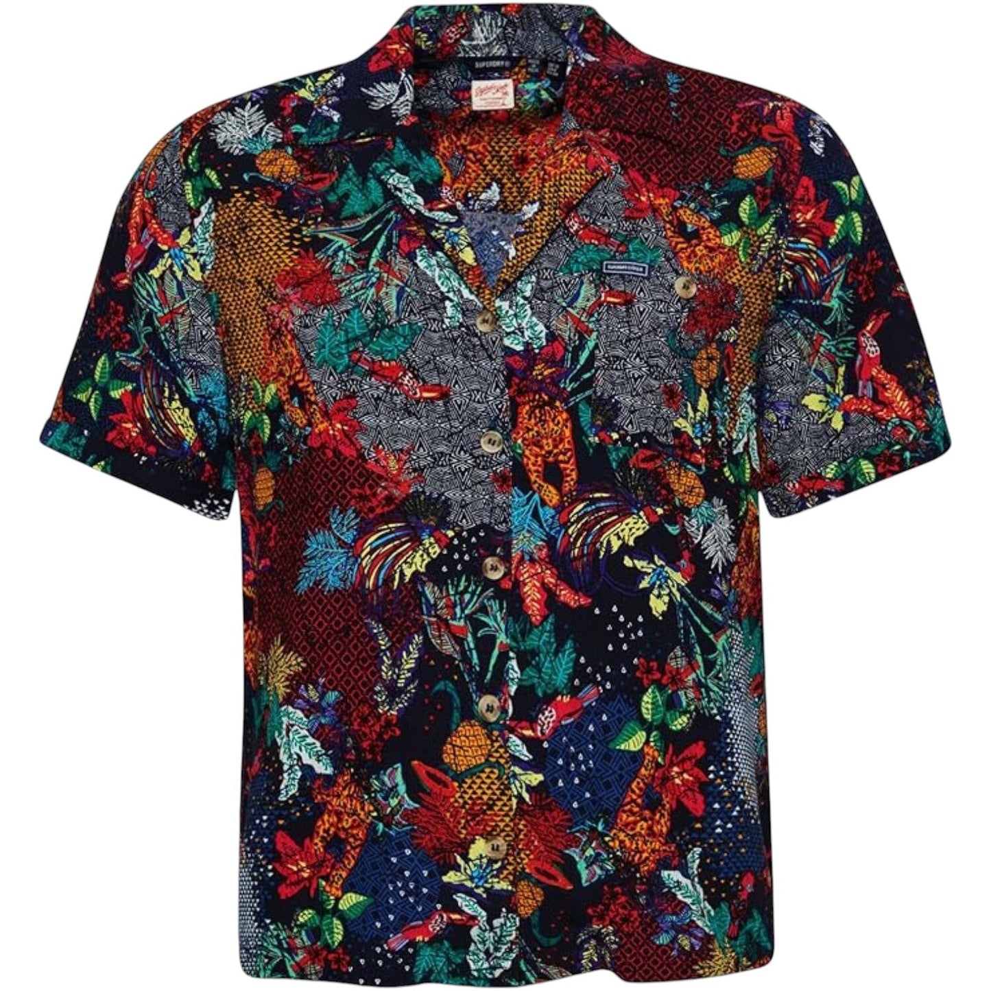 SUPERDRY többszínű patchwork mintás rövid ujjú ing