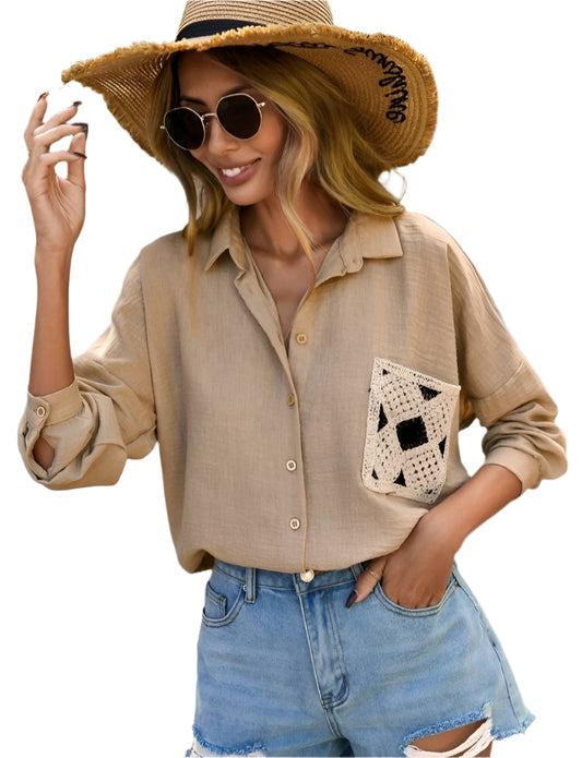 SHE boho horgolt zsebes ing