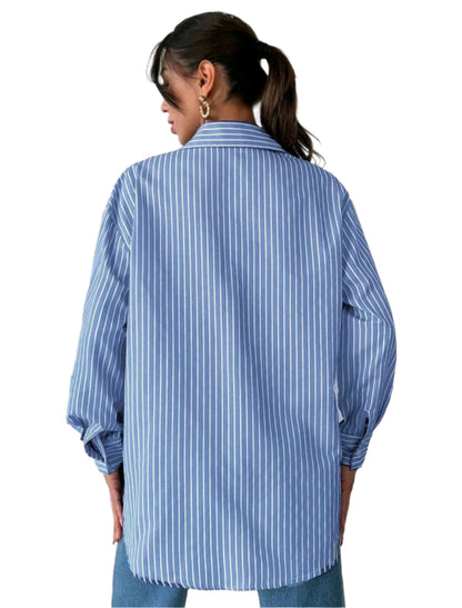 SHE kék csíkos oversize ing
