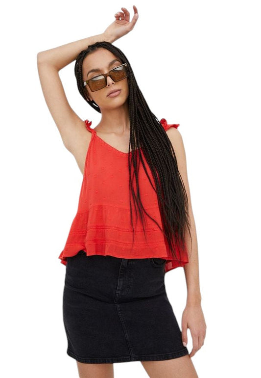 SUPERDRY piros megkötős pántú top
