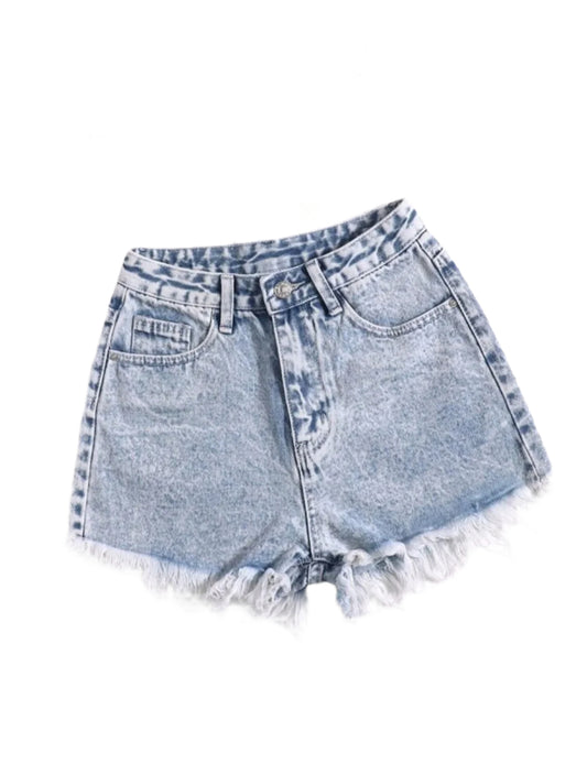 SHE világoskék rojtos farmer short