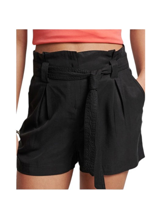 SUPERDRY fekete paperbag derekú rövidnadrág