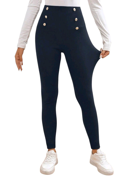 SHE sötétkék gombos leggings