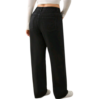 SHE fekete wide leg farmer nadrág