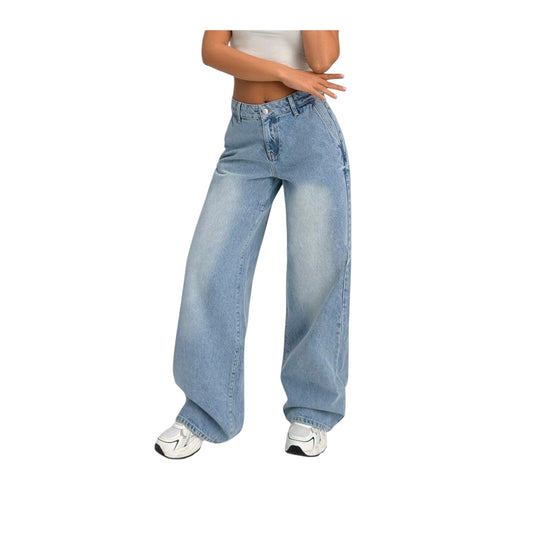SHE kék bő szárú farmer nadrág