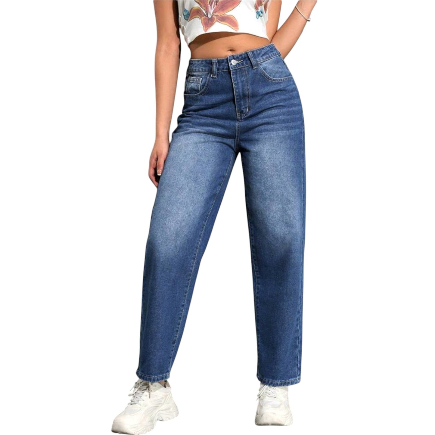 SHE kék baggy farmer nadrág