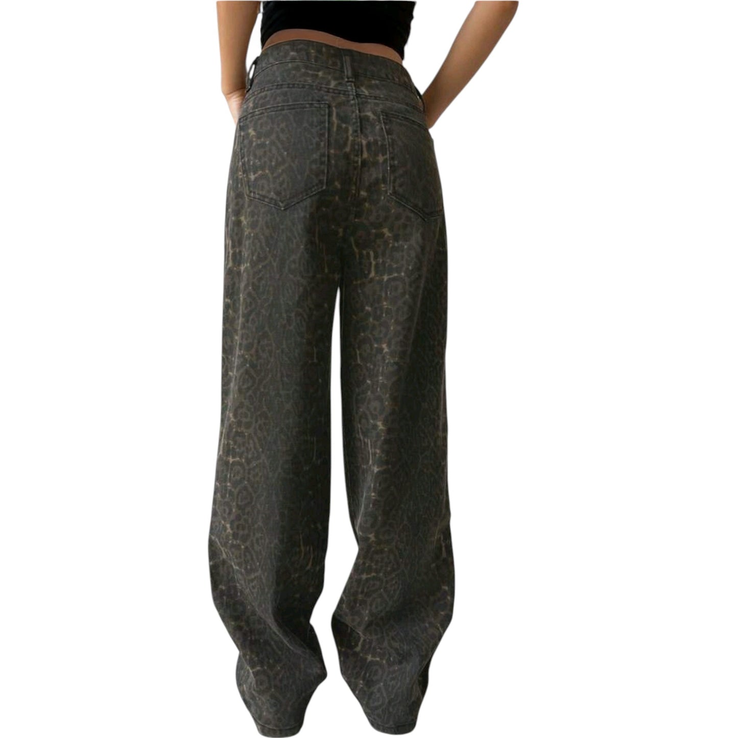 SHE mintás wide leg farmer nadrág