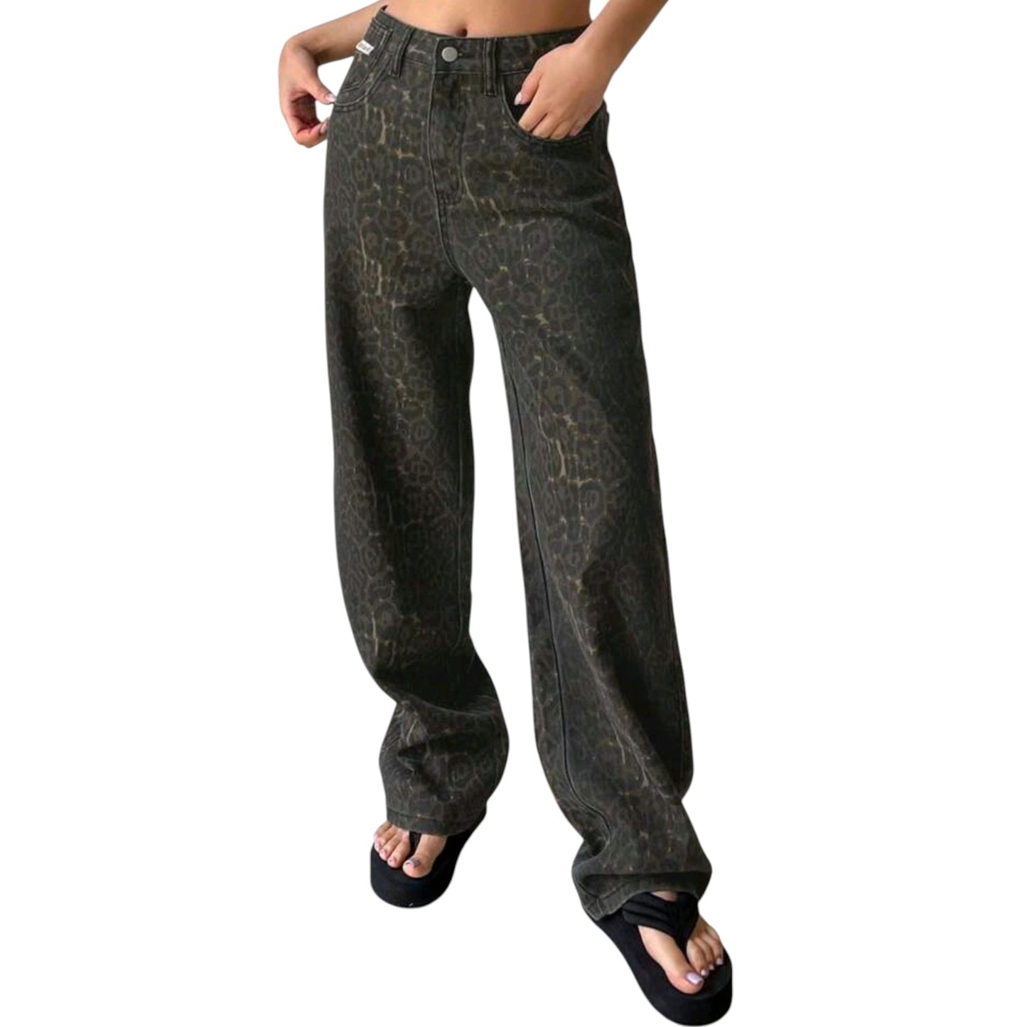SHE mintás wide leg farmer nadrág
