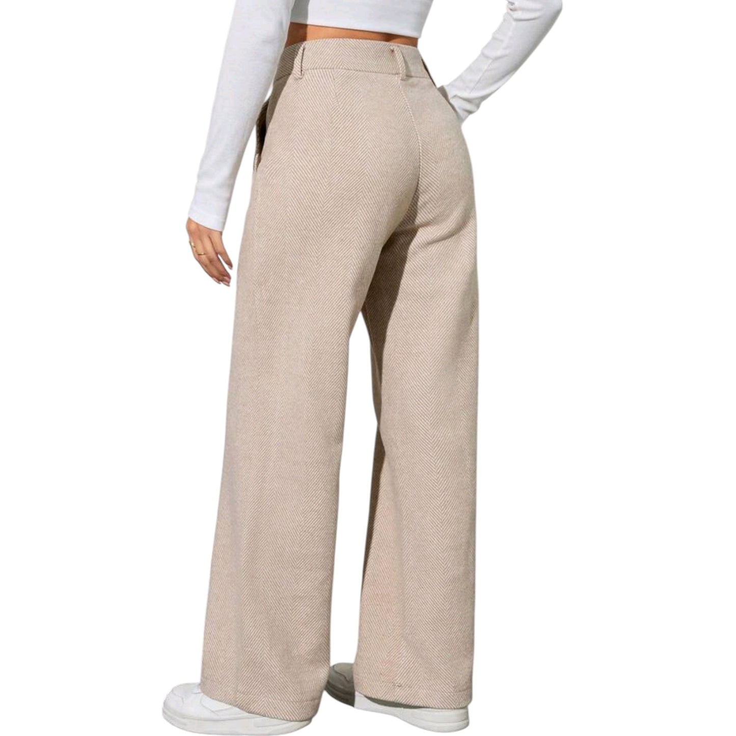 SHE bézs wide leg szövet nadrág