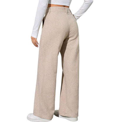 SHE bézs wide leg szövet nadrág