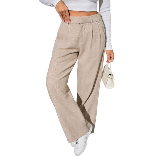 SHE bézs wide leg szövet nadrág