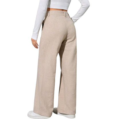 SHE bézs wide leg szövet nadrág