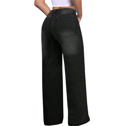 SHE fekete wide leg farmer nadrág