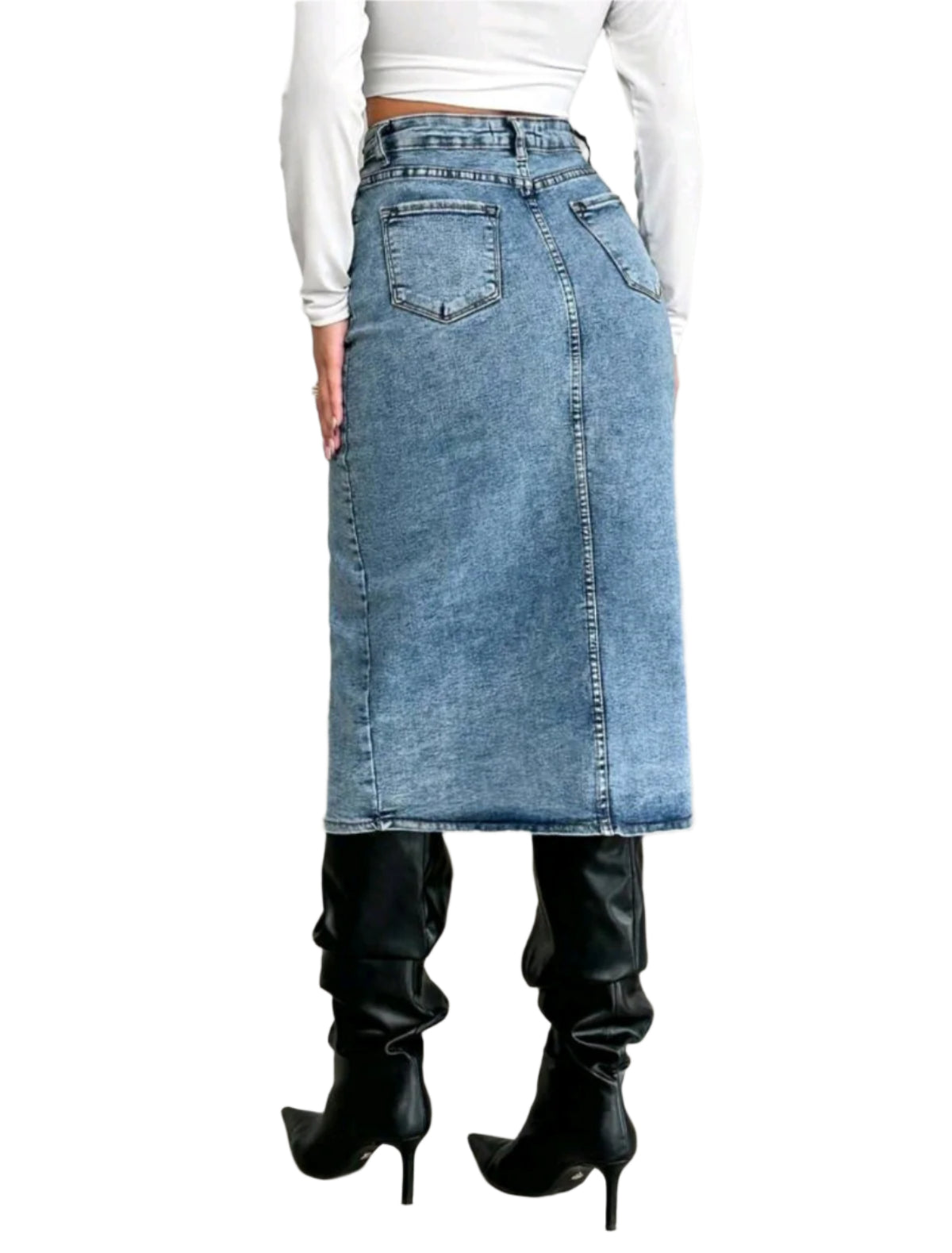 SHE világoskék sliccelt farmer szoknya