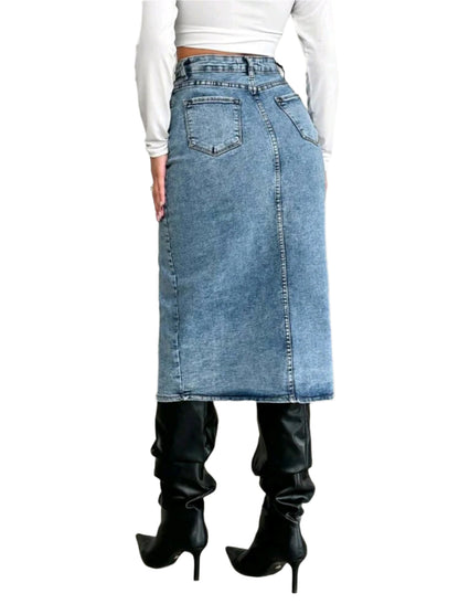 SHE világoskék sliccelt farmer szoknya