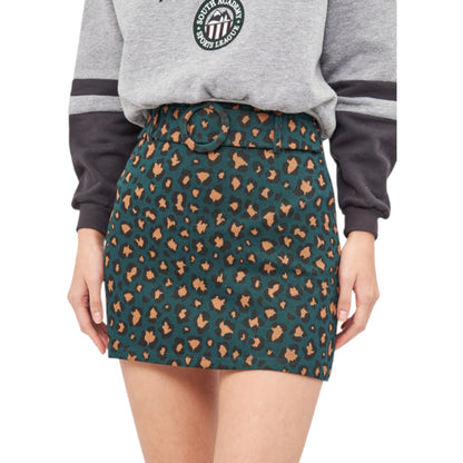 PULL&BEAR zöld leopárd mintás mini szoknya