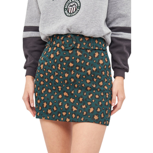 PULL&BEAR zöld leopárd mintás mini szoknya