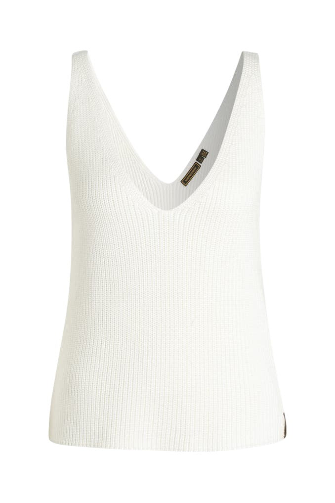 SUPERDRY fehér kötött V-nyakú trikó