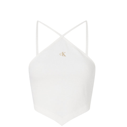 CALVIN KLEIN fehér halter nyakú crop top