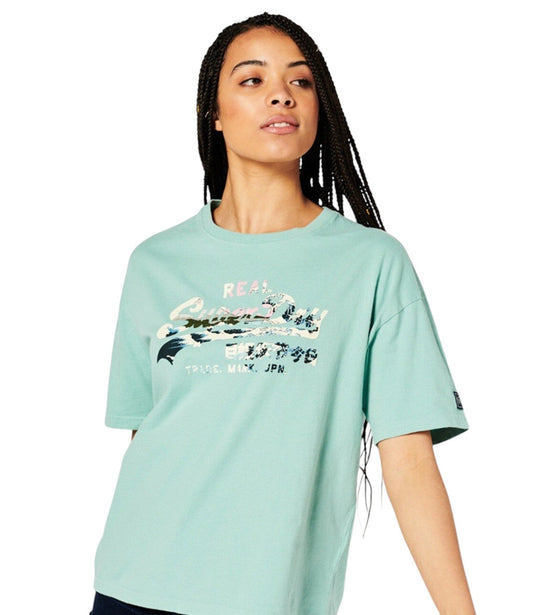 SUPERDRY mentazöld hullámos oversized póló