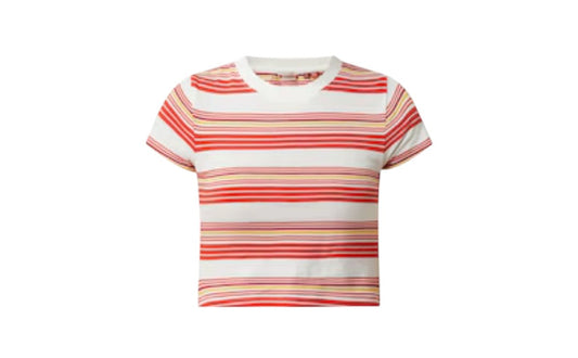 SUPERDRY fehér piros-sárga csíkos crop top póló