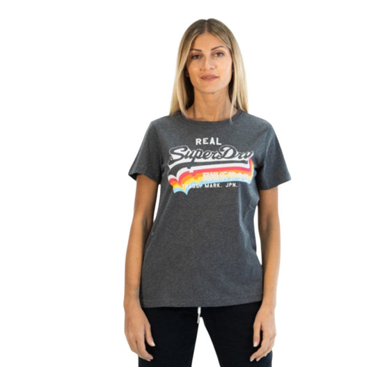 SUPERDRY sötétszürke melírozott póló