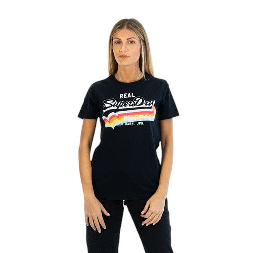SUPERDRY fekete retro póló