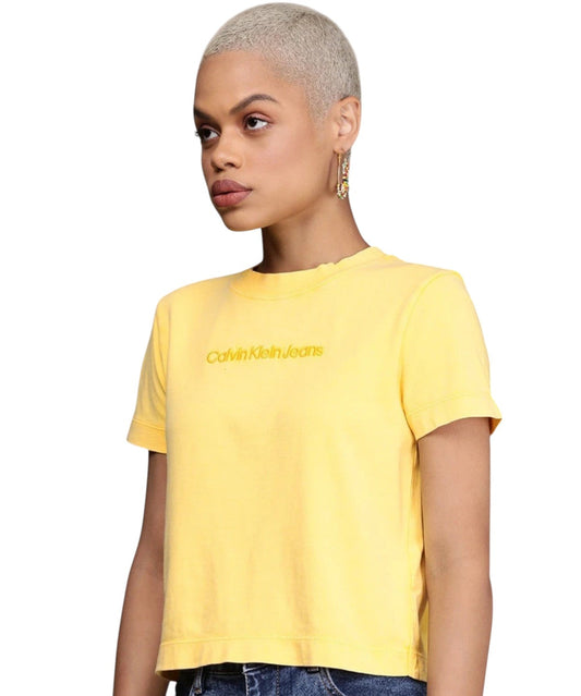CALVIN KLEIN sárga crop top póló