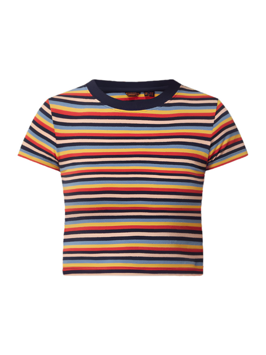 SUPERDRY Vintage Crop többszínű csíkos női póló