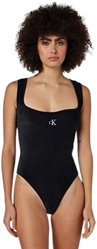 CALVIN KLEIN fekete bársony logós body