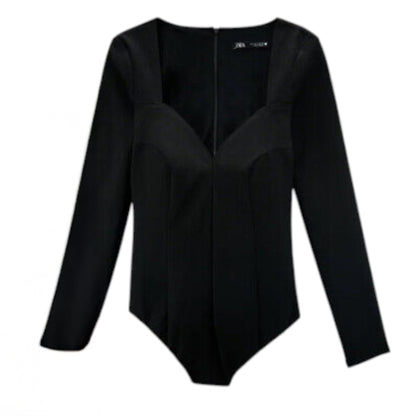 ZARA fekete hosszú ujjú bodysuit